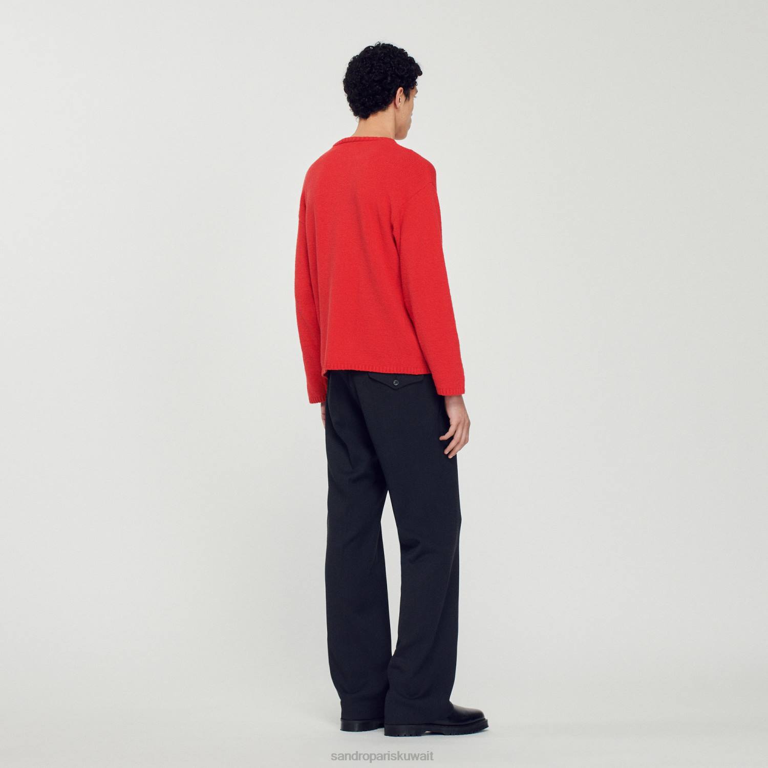 ثياب Sandro Paris سترة متماسكة أحمر رجال ZJ00813