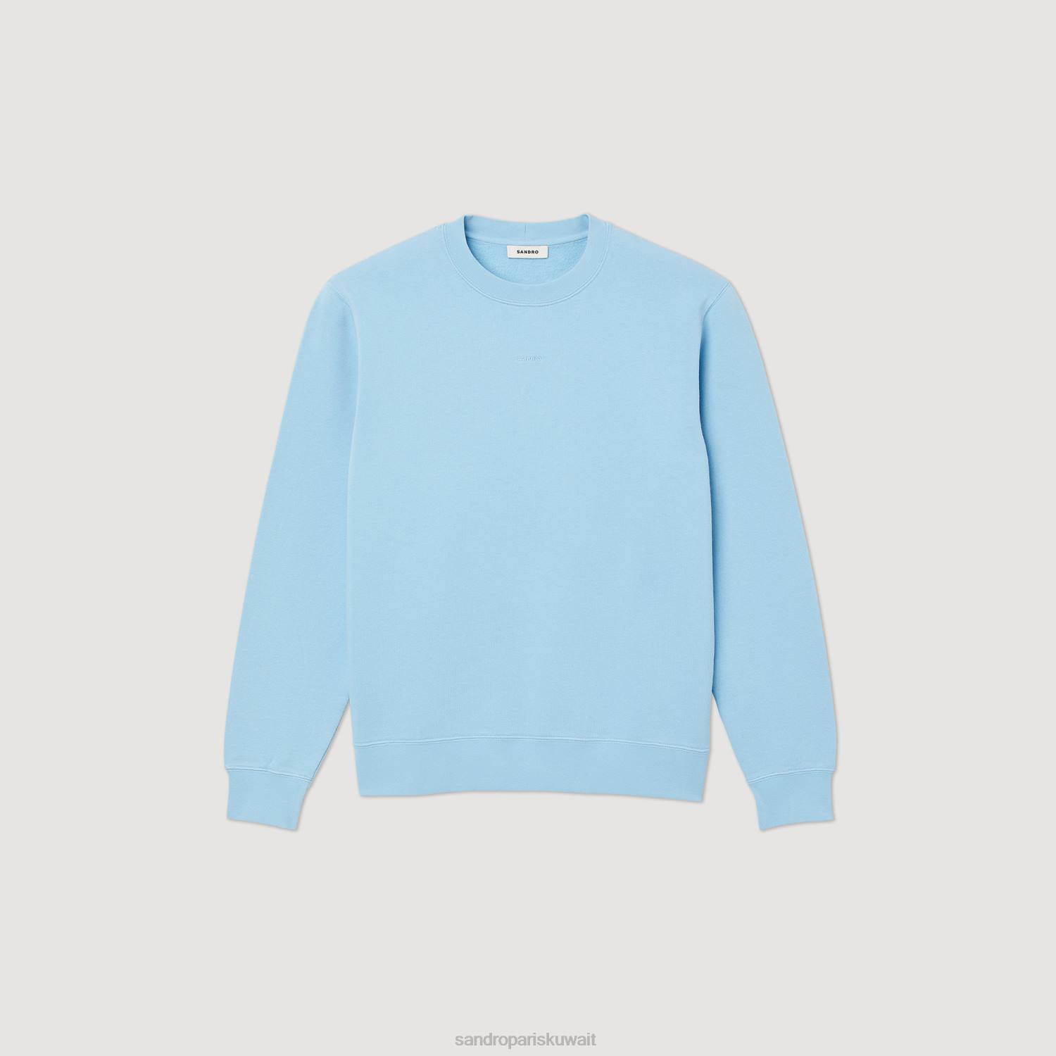 ثياب Sandro Paris سترة الصوف المطرزة أزرق فاتح رجال ZJ00814