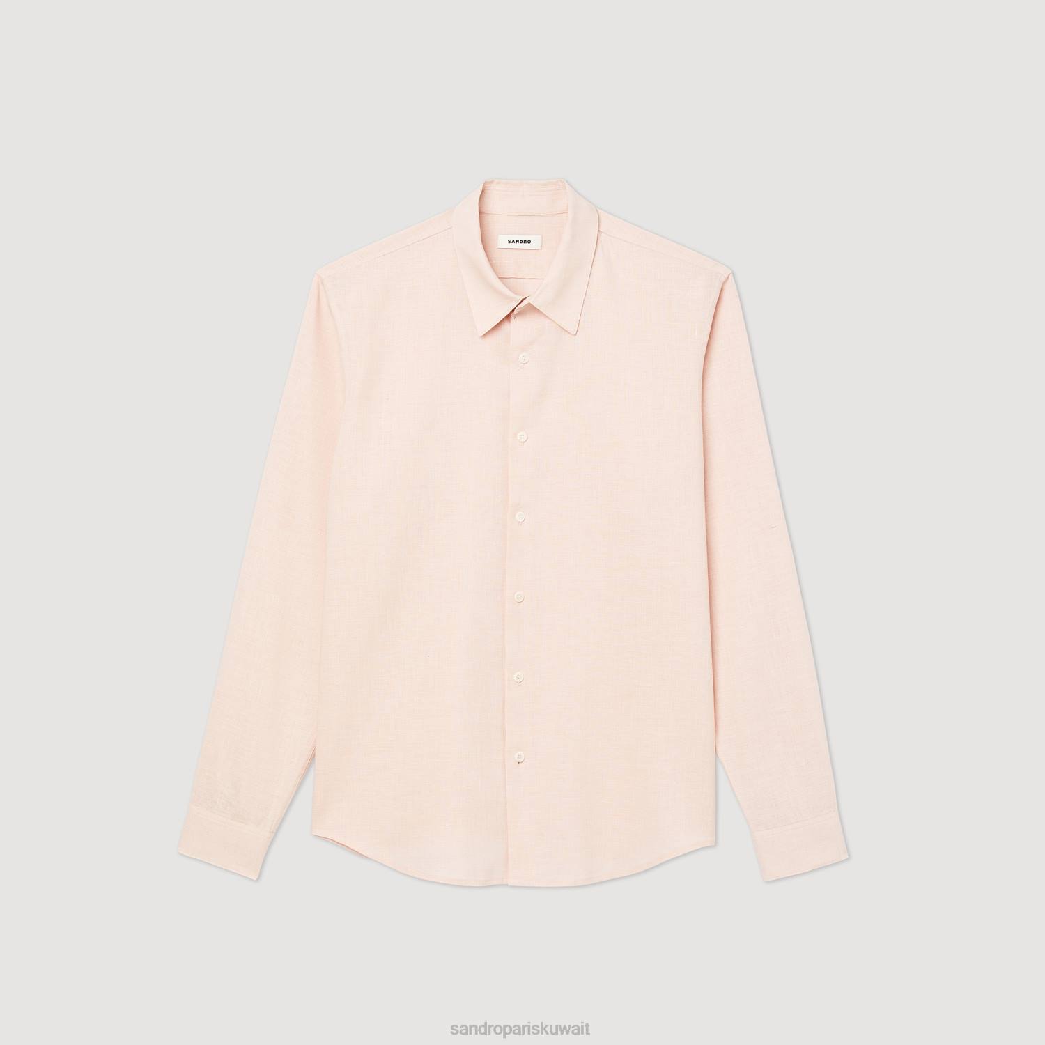 ثياب Sandro Paris قميص كلاسيكي وردي فاتح رجال ZJ00822