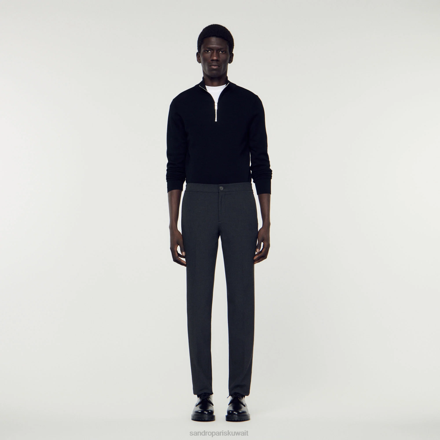 ثياب Sandro Paris السراويل جيرسي رمادي فحمي رجال ZJ00823