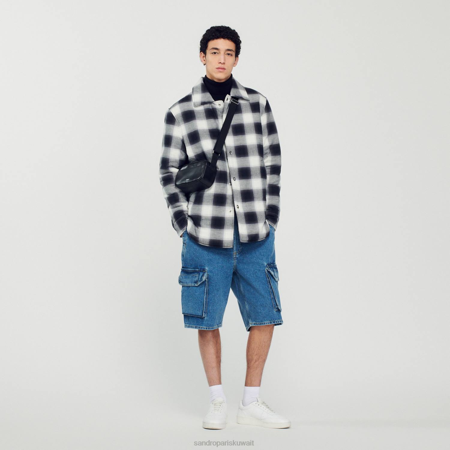 ثياب Sandro Paris سترة مبطنة أسود/أبيض رجال ZJ00829