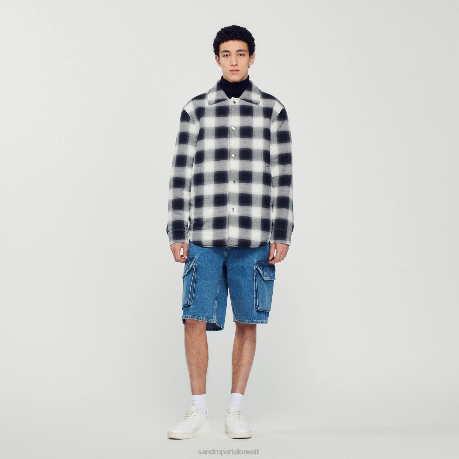 ثياب Sandro Paris سترة مبطنة أسود/أبيض رجال ZJ00829