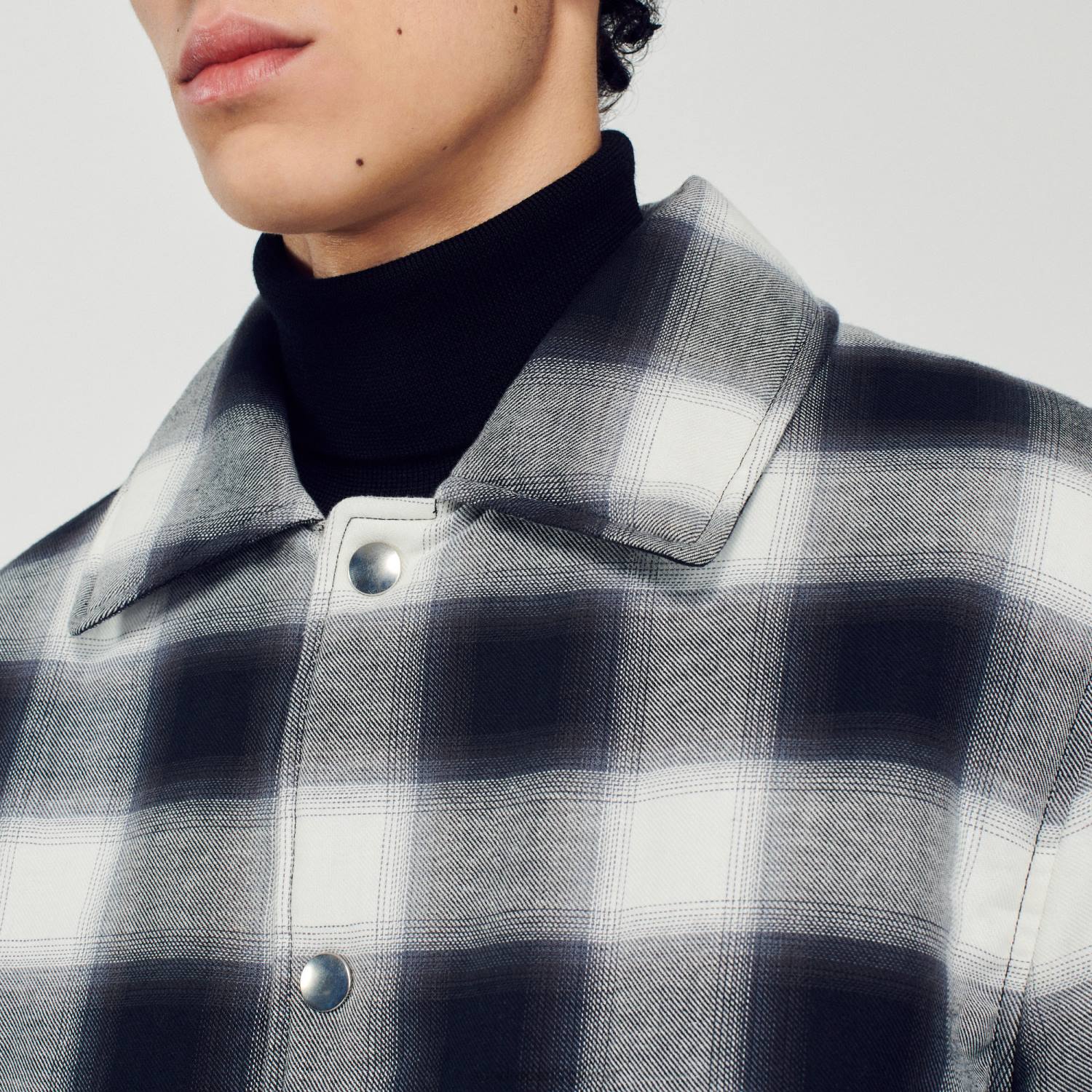 ثياب Sandro Paris سترة مبطنة أسود/أبيض رجال ZJ00829