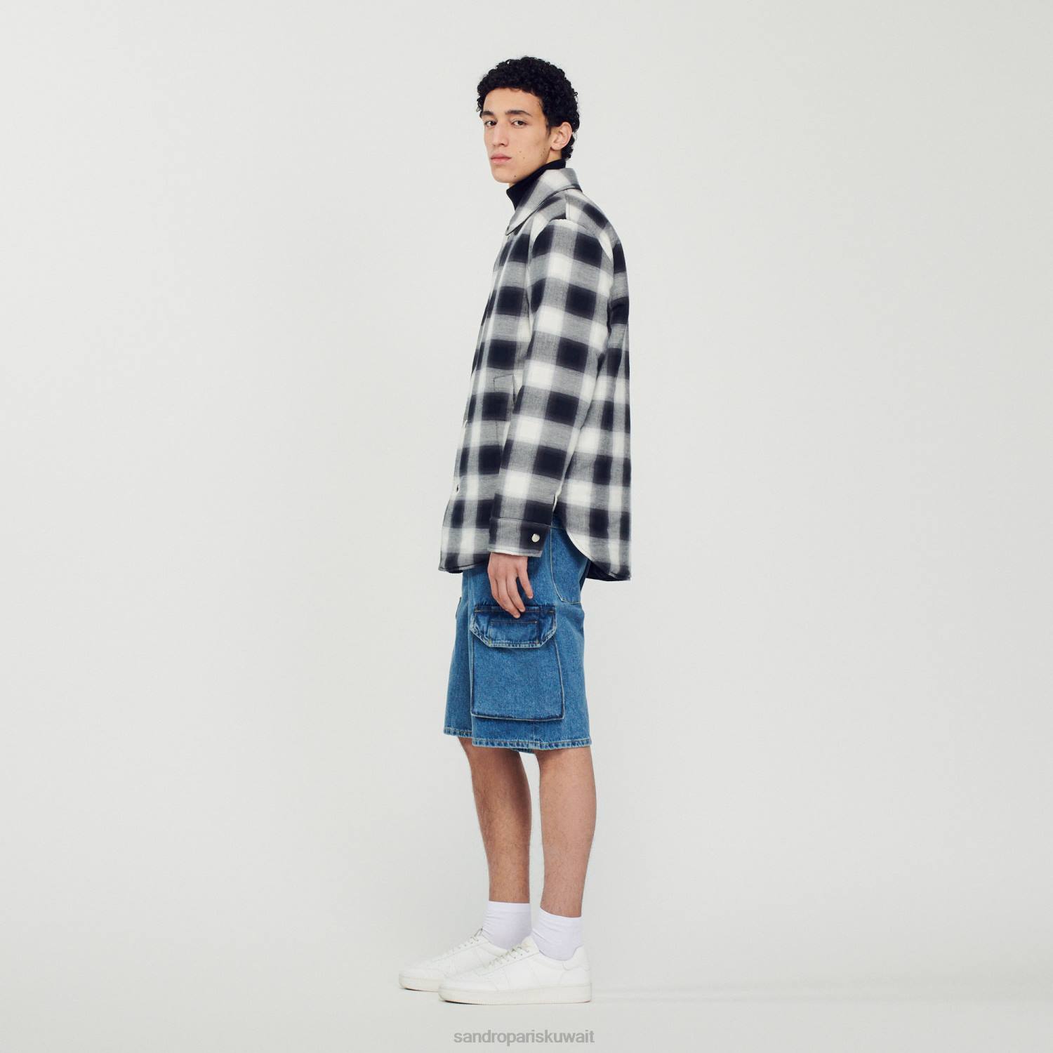 ثياب Sandro Paris سترة مبطنة أسود/أبيض رجال ZJ00829