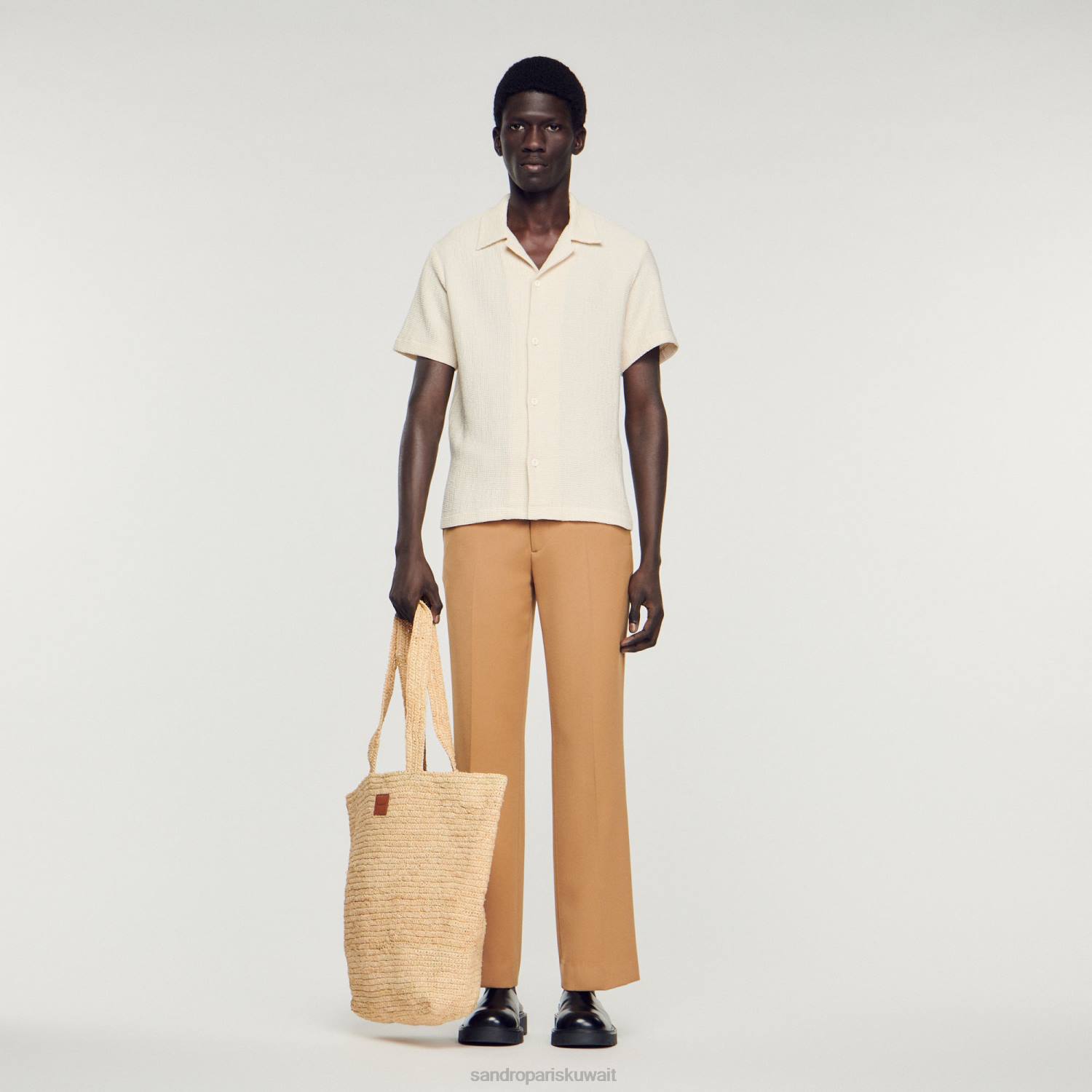 مُكَمِّلات Sandro Paris حقيبة الرافية اللون البيج رجال ZJ00845