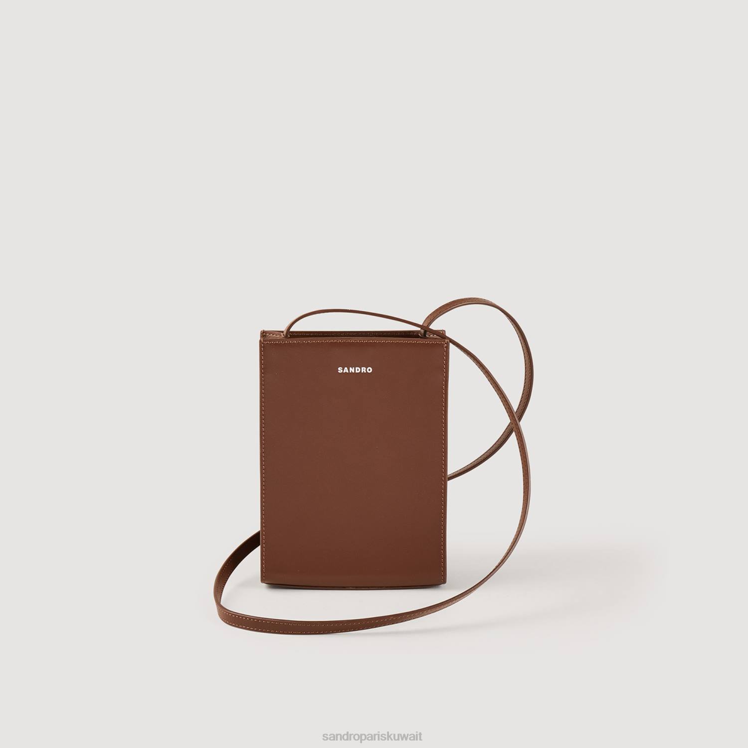 مُكَمِّلات Sandro Paris حقيبة جلدية صغيرة ناعمة بني رجال ZJ00847