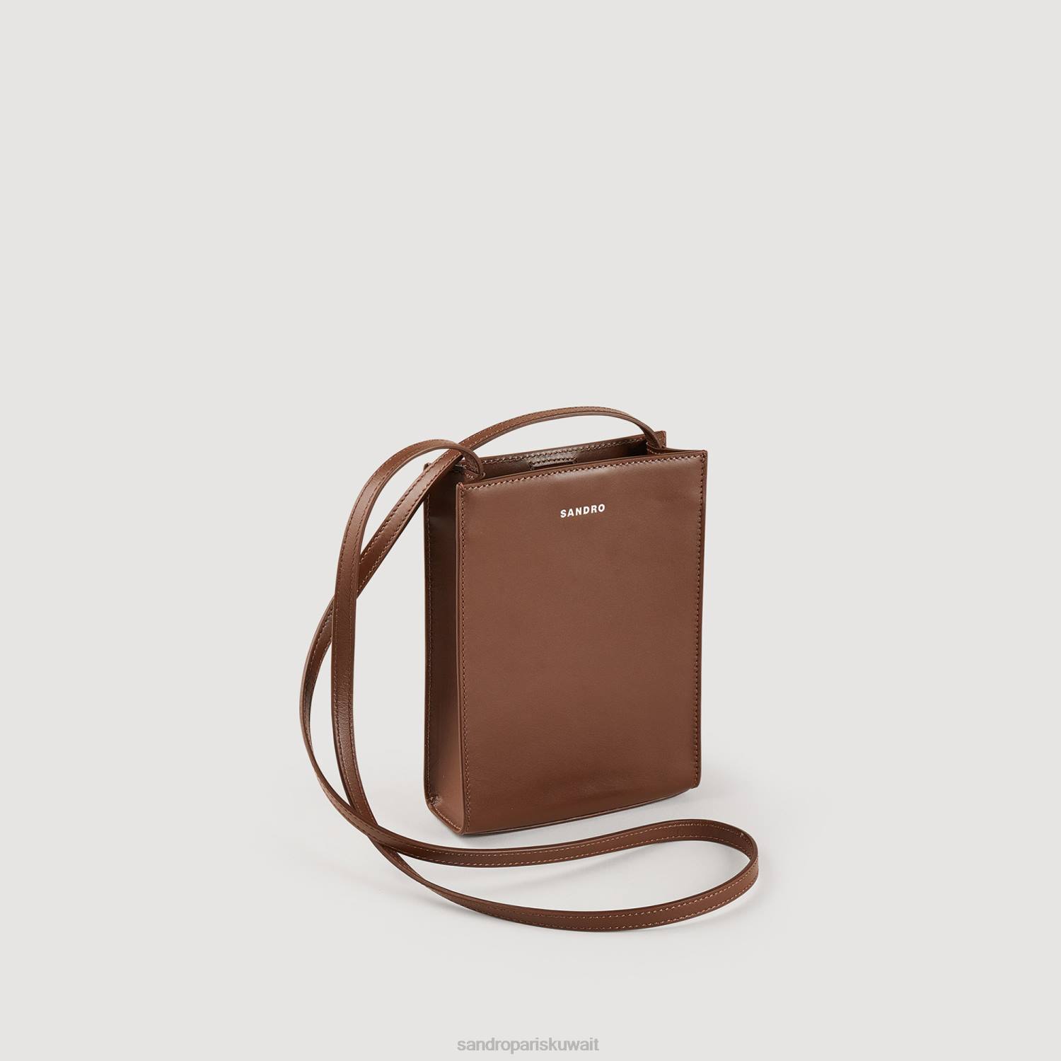 مُكَمِّلات Sandro Paris حقيبة جلدية صغيرة ناعمة بني رجال ZJ00847