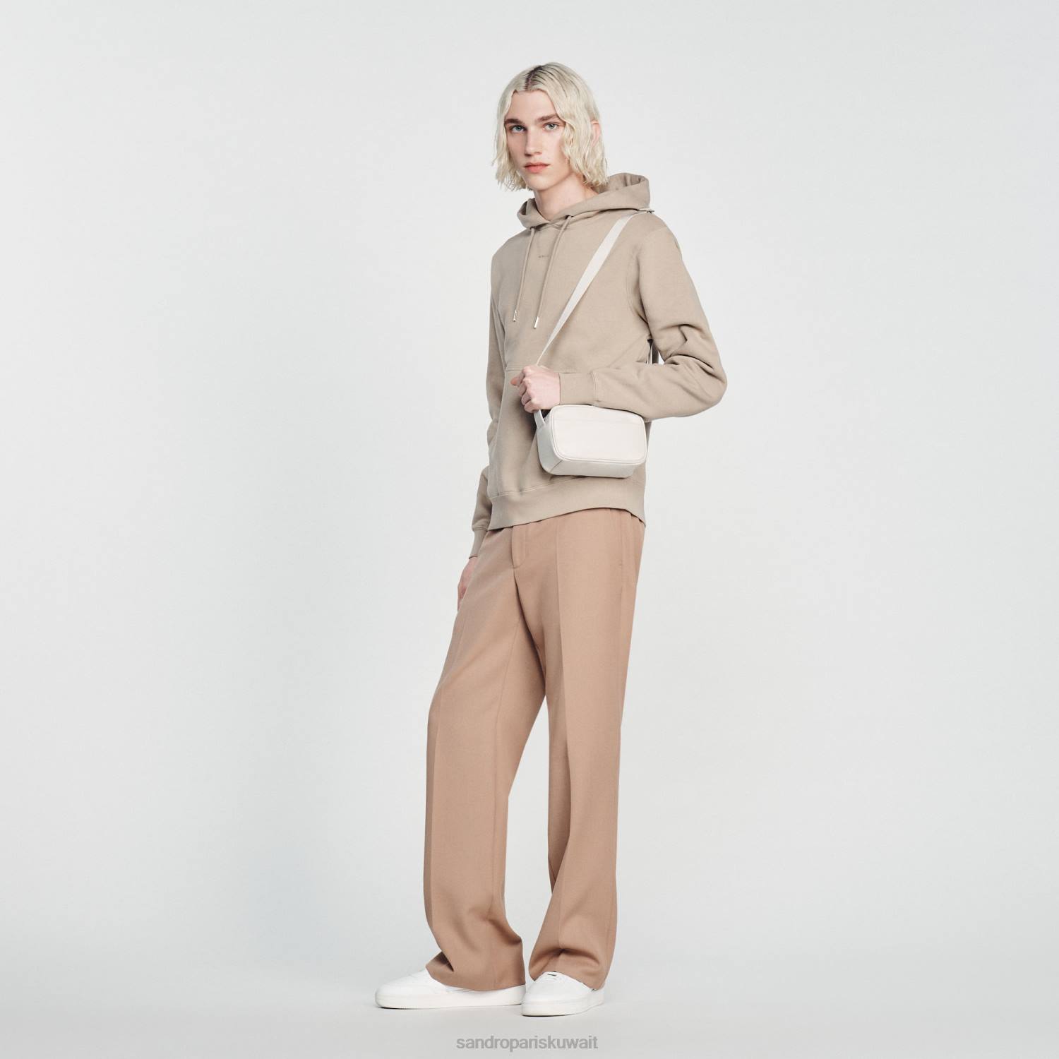 مُكَمِّلات Sandro Paris حقيبة جلدية صغيرة ناعمة لون واحد رجال ZJ00850