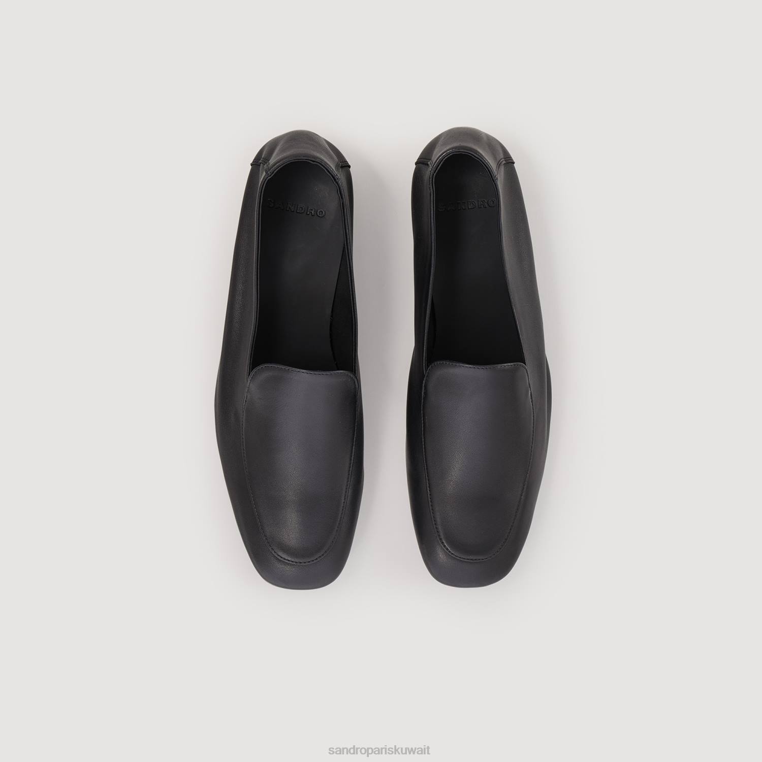 أحذية Sandro Paris المتسكعون الجلدية أسود رجال ZJ00855