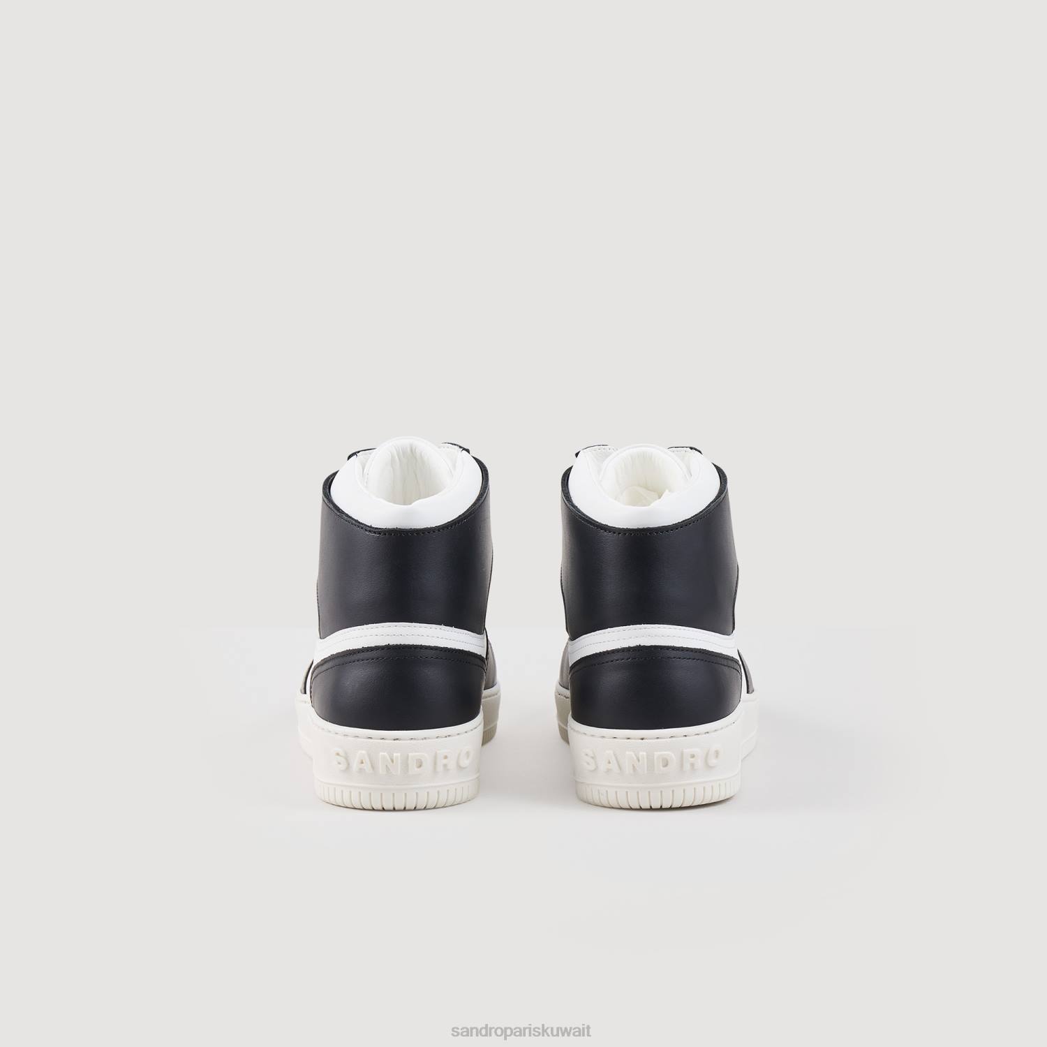 أحذية Sandro Paris أحذية رياضية جلدية عالية الجودة أسود/أبيض رجال ZJ00861