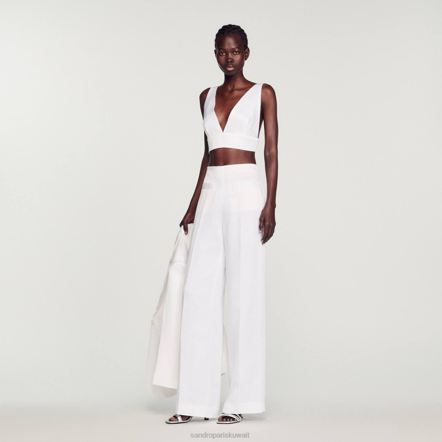 ثياب Sandro Paris أعلى براليت أبيض نحيف ZJ0094