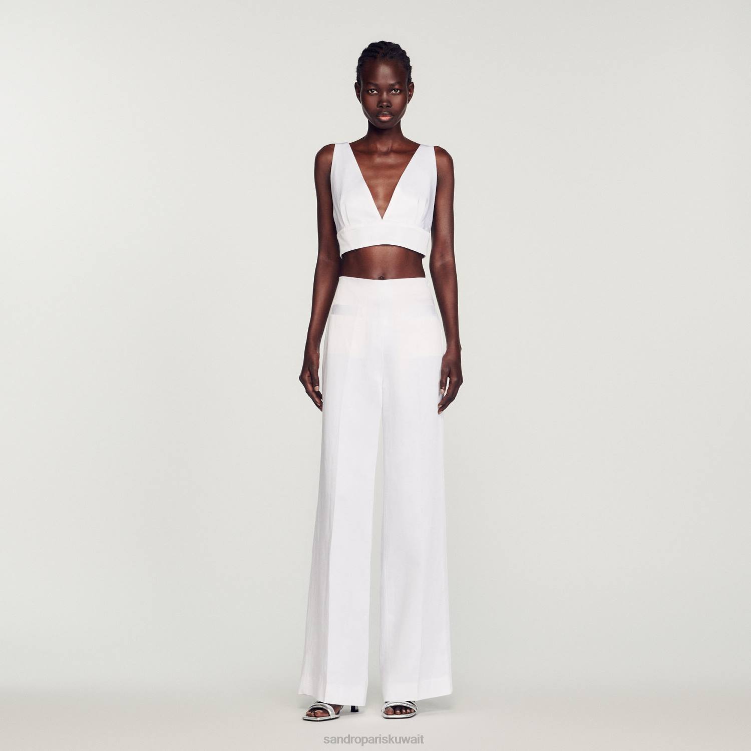 ثياب Sandro Paris أعلى براليت أبيض نحيف ZJ0094