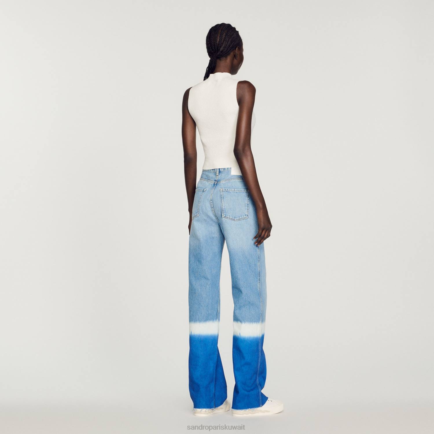 ثياب Sandro Paris سترة قصيرة مضلعة أبيض نحيف ZJ0096