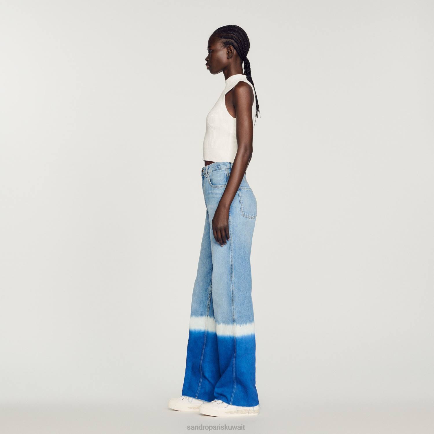 ثياب Sandro Paris سترة قصيرة مضلعة أبيض نحيف ZJ0096