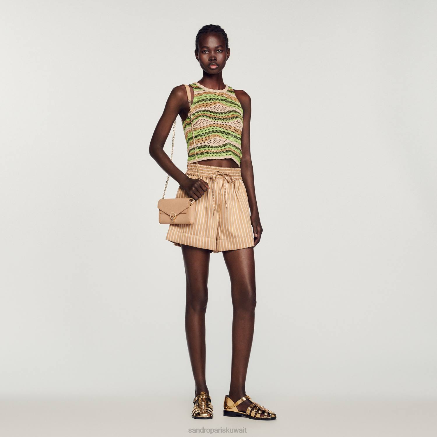 مُكَمِّلات Sandro Paris حقيبة يد بجيب yza اللون البيج نحيف ZJ00526