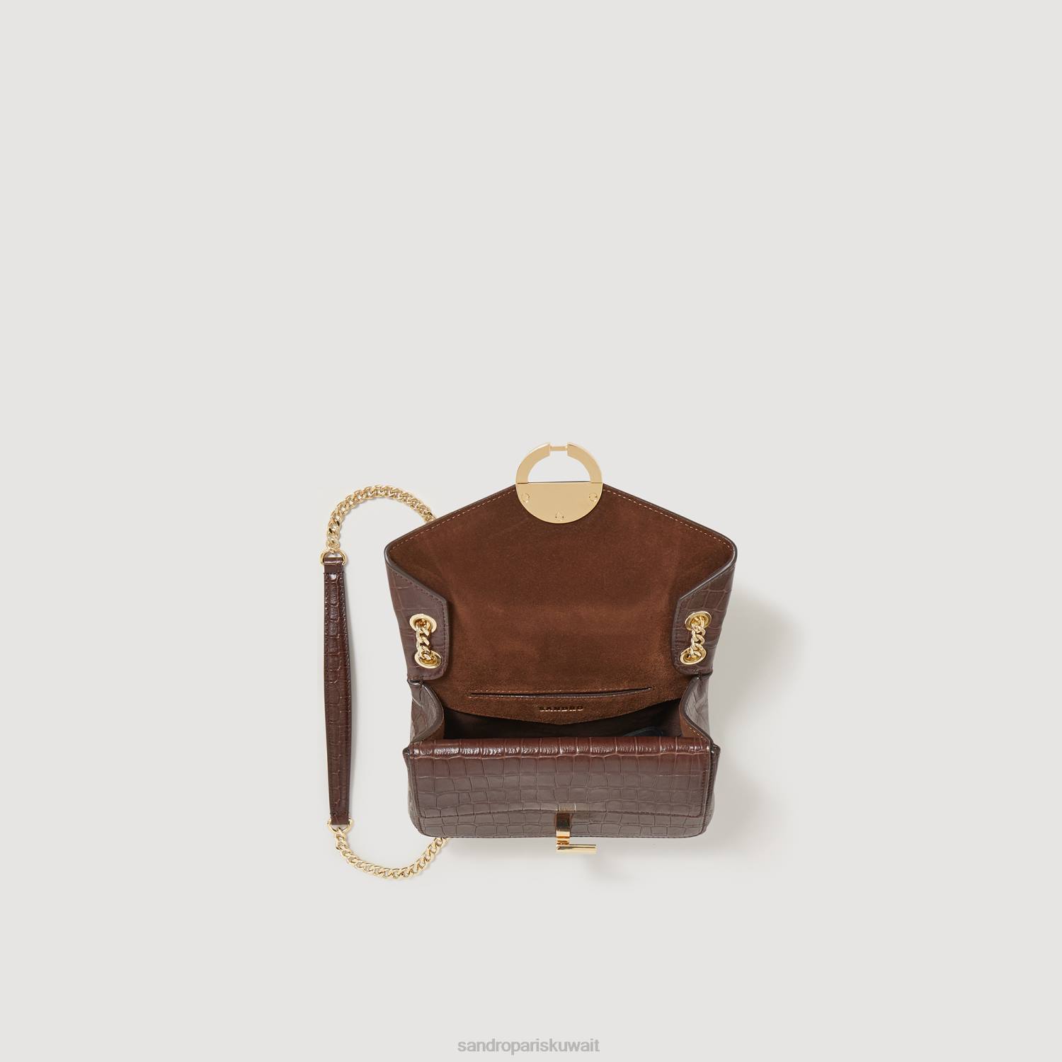 مُكَمِّلات Sandro Paris حقيبة yza، موديل صغير بني نحيف ZJ00529