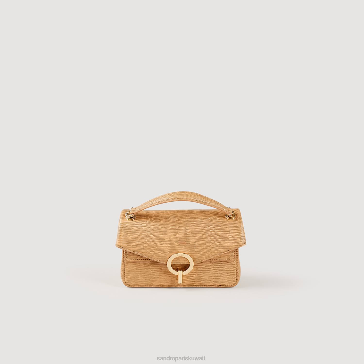 مُكَمِّلات Sandro Paris حقيبة yza صغيرة من الجلد المنقوش اللون البيج نحيف ZJ00532